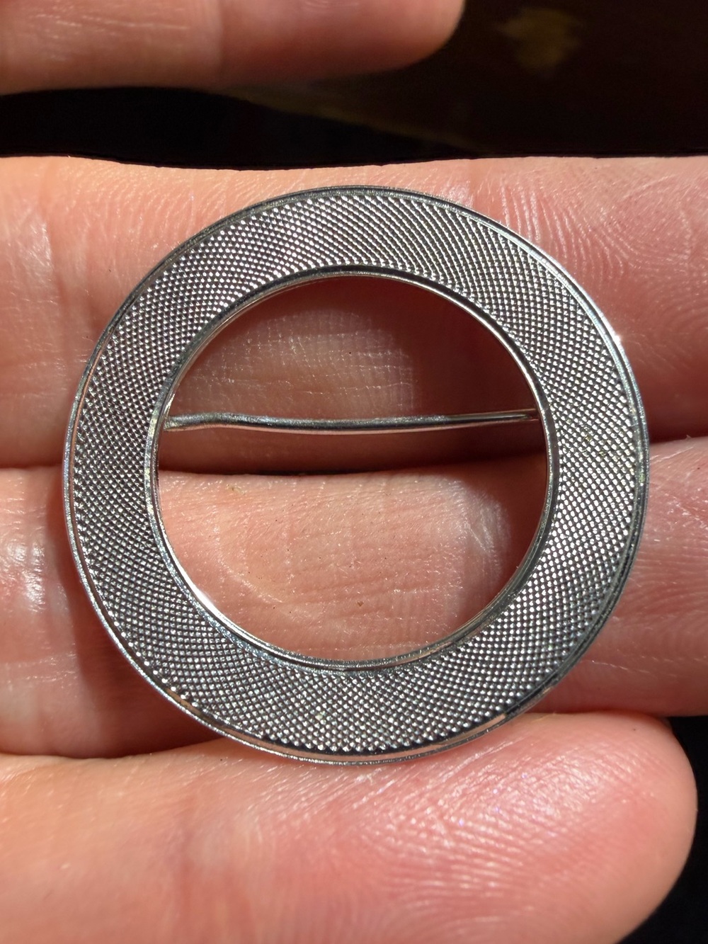 Vintage Lamode Sterling Silver Circular Textured Brooch